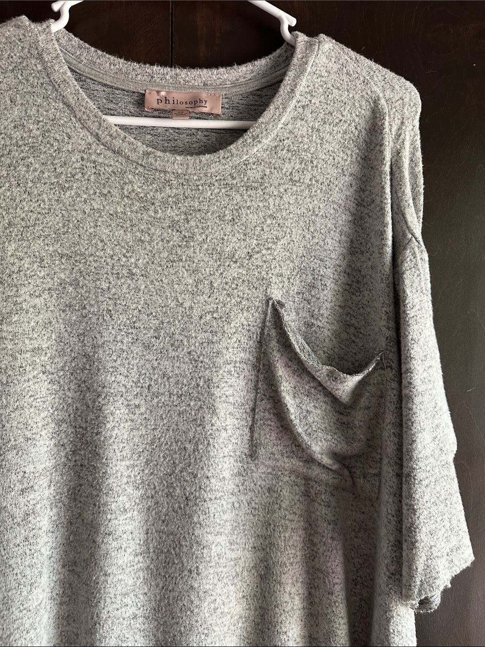 Philosophy Heather Gray Relaxed Pocket Knit Top - Picture 3 of 7